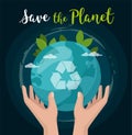 Save the Planet. Hand hold earth globe isolated on space. Environment concept